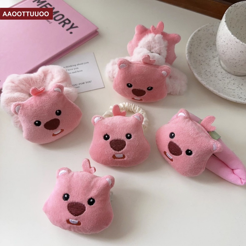 Kẹp Tóc Hình Thú Nhồi Bông Màu Hồng Dễ Thương Thời Trang Thu Đông Cho Nữ