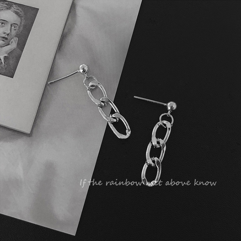 Khuyên Tai Bạc Dạng Dây Xích Phong Cách punk Cá Tính Cho Nữ