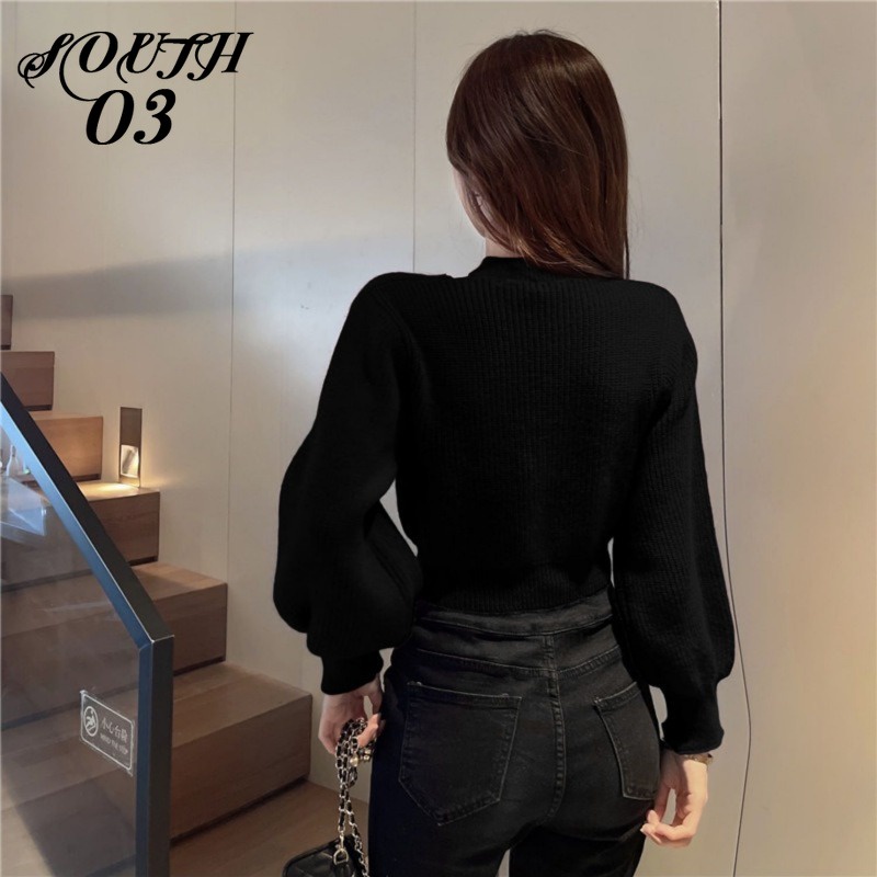 Áo sweater Cổ Treo Dáng Ngắn Thời Trang Thu Đông Cho Nữ Áo Croptop Áo Len