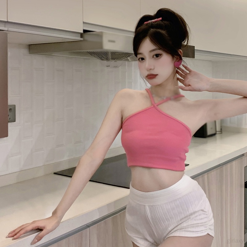 Áo Croptop Hai Dây Hở Lưng Màu Sắc Đơn Giản Quyến Rũ Cho Nữ