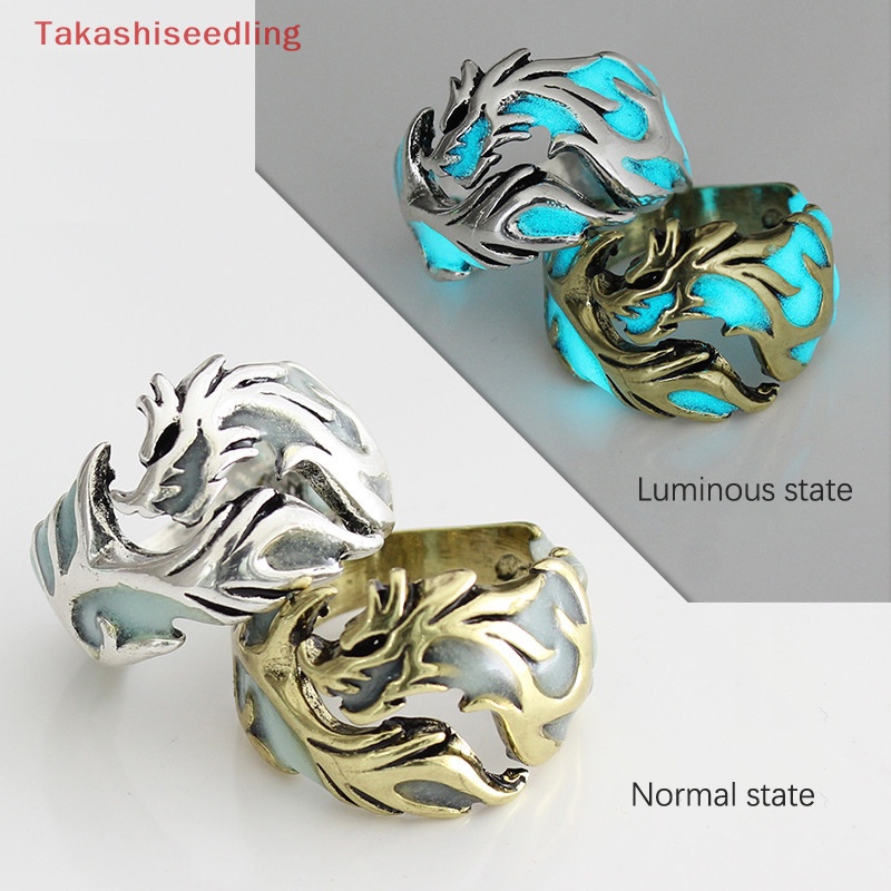 Nhẫn Hở Hình Rồng Phát Sáng Thời Trang Có Thể Điều Chỉnh Trang Sức halloween Dành Cho Nam