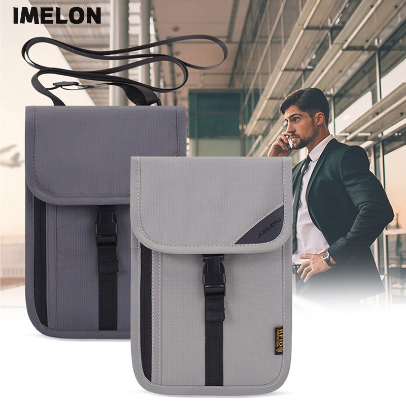 IMELON Ví Đựng Hộ Chiếu rfid / Tiền Xu Đeo Cổ Đa Năng Tiện Dụng Mang Theo Du Lịch