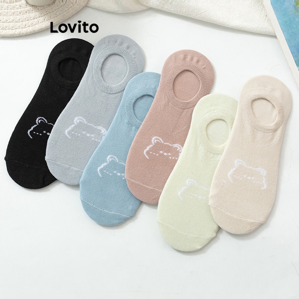 Lovito Tất cơ bản trơn thông thường cho nữ LNA27263
