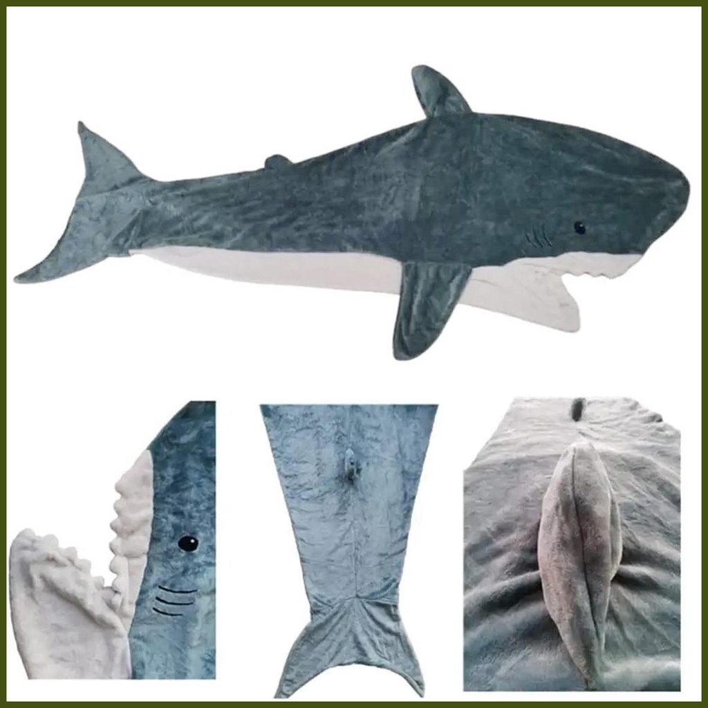 Chăn Liền Thân Hóa Trang Cá Mập Hoạt Hình onesie Đáng Yêu Có Mũ Trùm Đầu Cho Trẻ Em Và Người Lớn tongvn