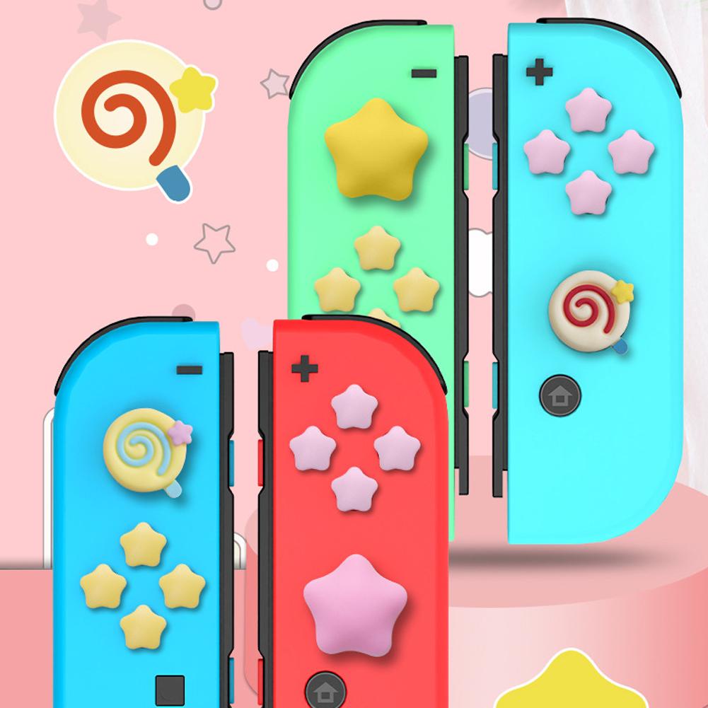 Set 4 / 10 Miếng Dán Nút Bấm Hình Ngôi Sao kirby Dễ Thương Trang Trí Nút Bấm Nút Bấm Tay Cầm nintendo switch & switch oled / lite joycon diy