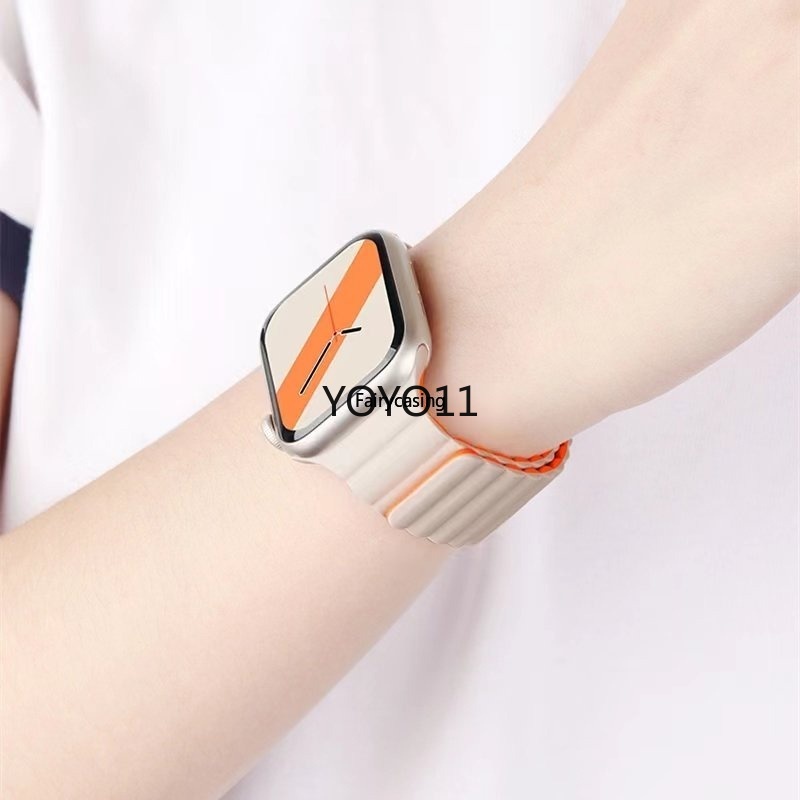 Dây Đeo Silicon Hai Màu Có Nam Châm Cho Đồng Hồ Thông Minh apple watch 41mm 45mm 49mm 44mm 40 / 38 / 42mm iwatch ultra2 series 9 7 6 4 3 8