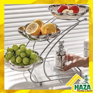 Khay đựng bánh kẹo trái cây gốm sứ hình hoa 2 tầng 3 tầng kèm nĩa trang trí decor phòng khách
