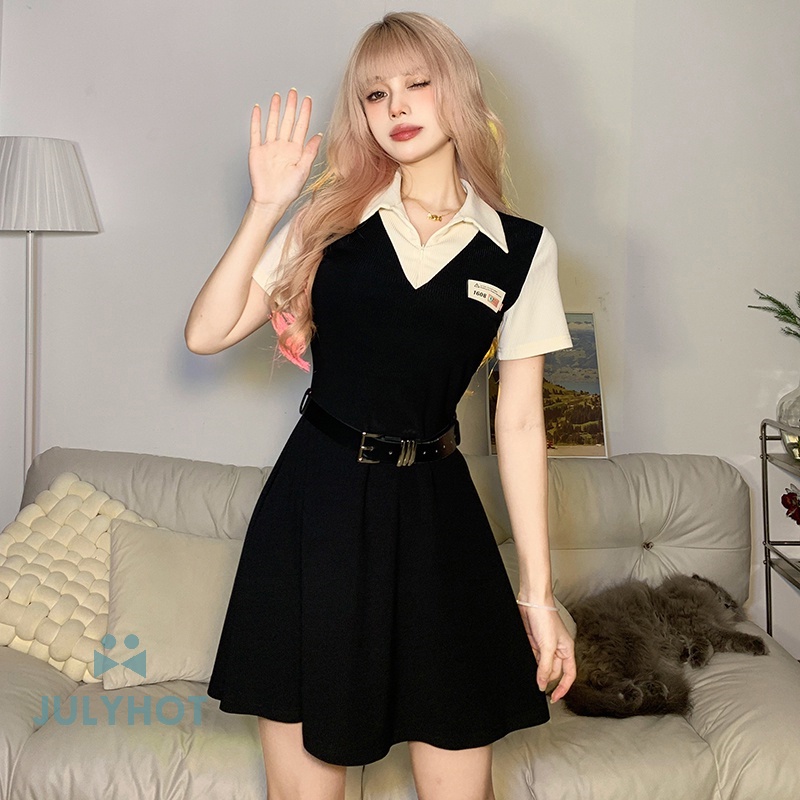 Đầm Dáng Chữ a Cổ Bẻ Cổ Bẻ Thời Trang Cá Tính Cho Nữ