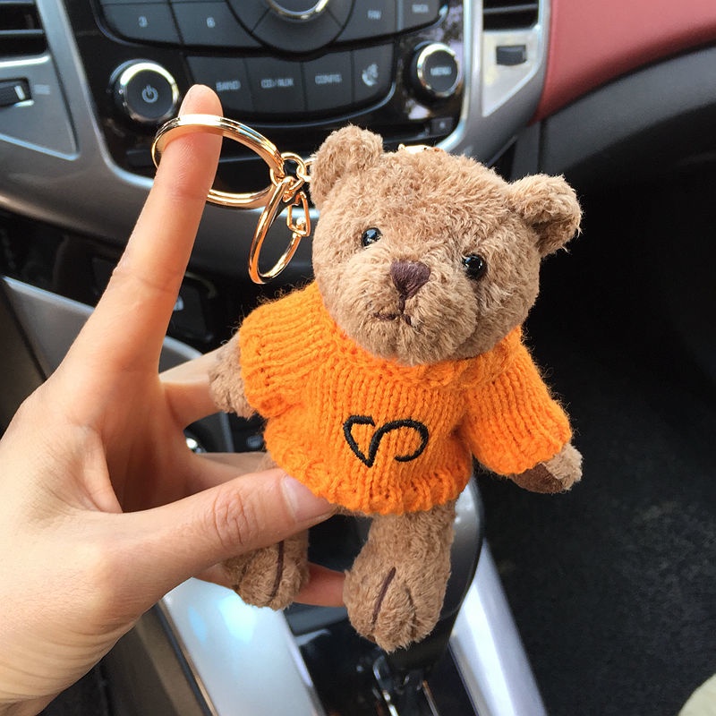 Móc Khóa Hình Gấu Nhồi Bông Dễ Thương Phong Cách Hàn Quốc