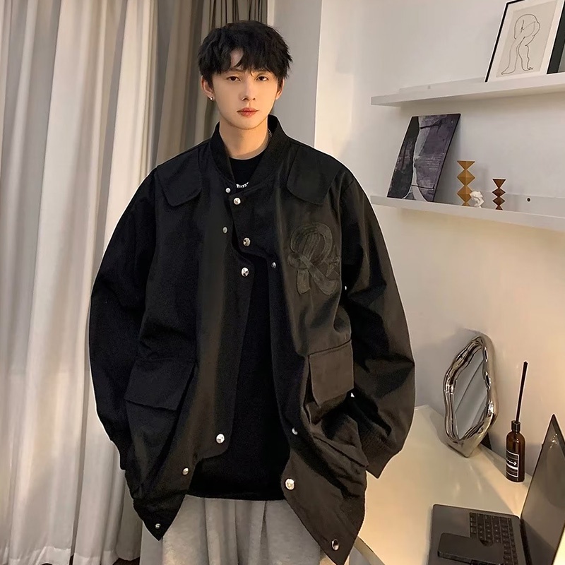 PaulWeekend Áo Khoác Bóng Chày Cao Cấp Thêu Họa Tiết Phong Cách Hồng Kông Thời Trang Mùa Thu Cao Cấp Cho Nam