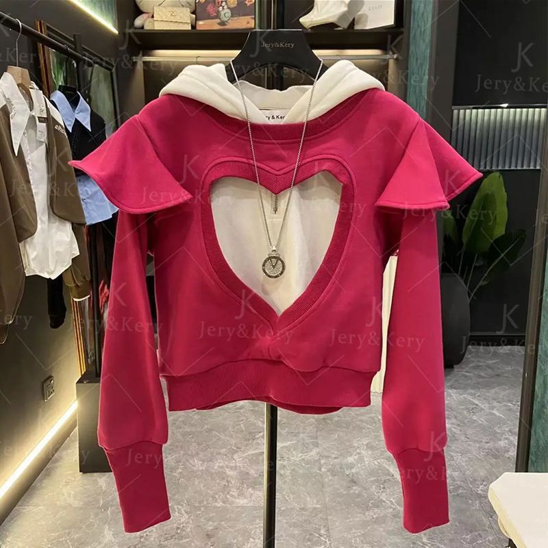 ✨Áo Thun In Hình Chim Sẻ Độc Đáo Cá Tính✨Áo Khoác Nỉ Giả Hai Lớp Có Mũ Trùm Đầu In Hình Trái Tim Không Bao Gồm Dây Chuyền Dành Cho Bạn Nữ ins