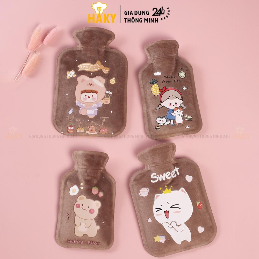 Túi chườm nóng lạnh hoạt hình dễ thương 450ml túi đa năng chườm nóng giảm đau bụng kinh, chườm lạnh hạ sốt HAKY047
