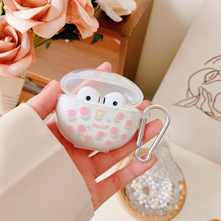 Vỏ Bảo Vệ Hộp Sạc Tai Nghe oppo enco air / air2 / 2i / air2pro oppo enco air 2i Bằng Silicon Họa Tiết Hoa tulip Nhiều Màu Xinh Xắn