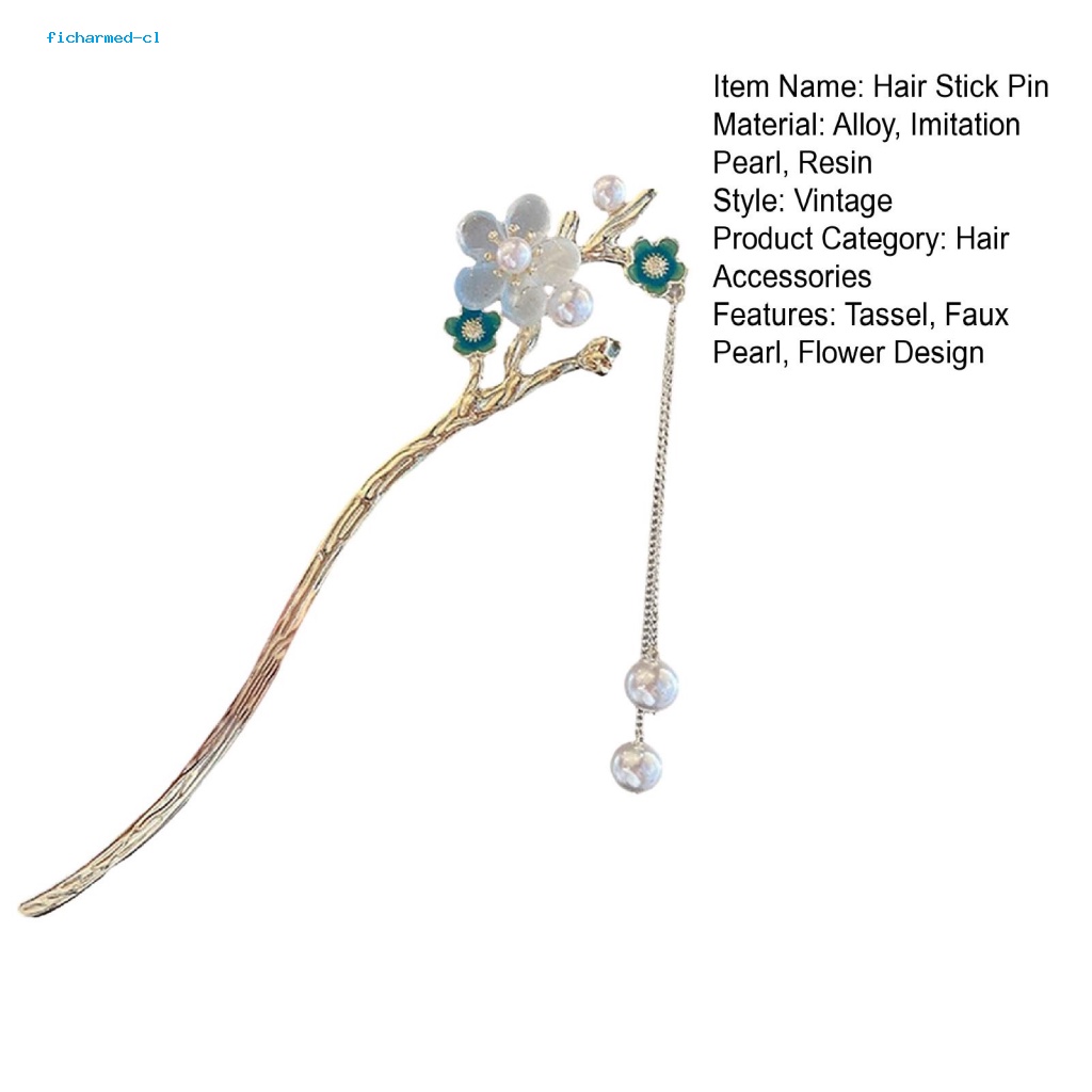 Fc * Trâm Cài Tóc Kim Loại Đính Ngọc Trai Giả Phong Cách Trung Hoa Thanh Lịch Thích Hợp Làm Quà Tặng Cho Đám Nam