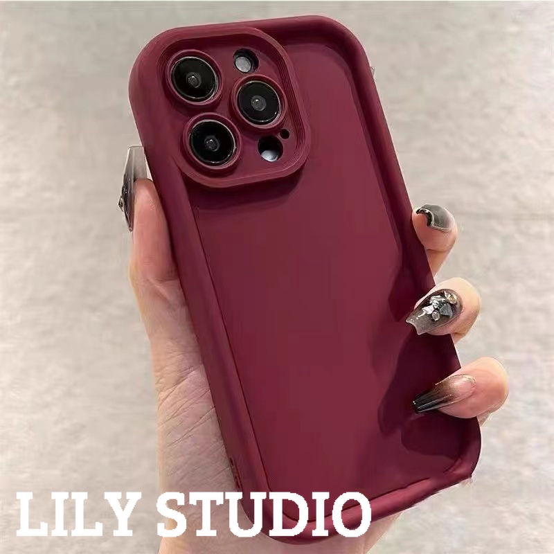 Sang Trọng Ốp Điện Thoại silicone Màu Đỏ Rượu Cho iphone 11 15 14 pro max 13 12 pro max xs max 7 8 plus 11