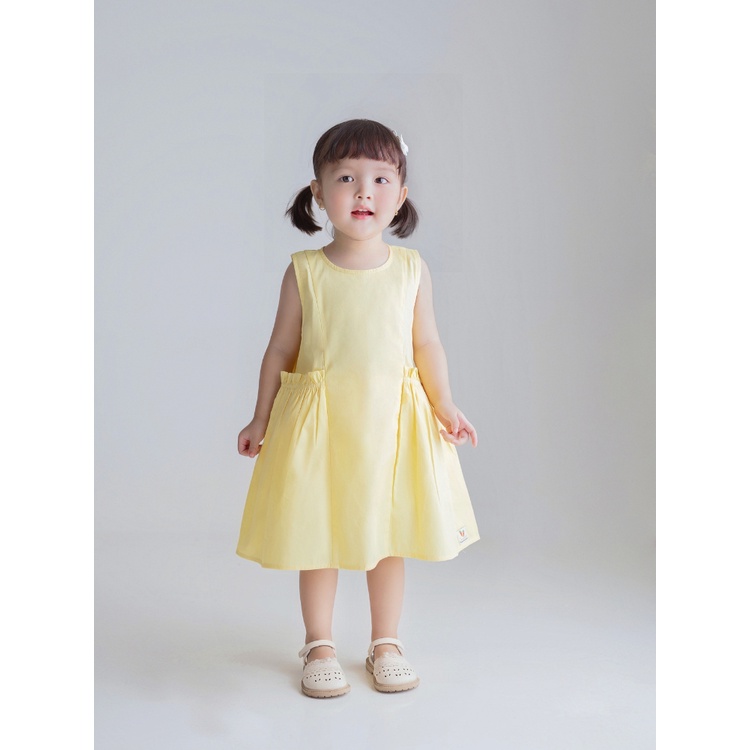 Váy Bé Gái CARROT Sát Nách, Màu Vàng Túi Bèo, Chất Liệu Thô Cotton Thấm Hút Mồ Hôi Tốt