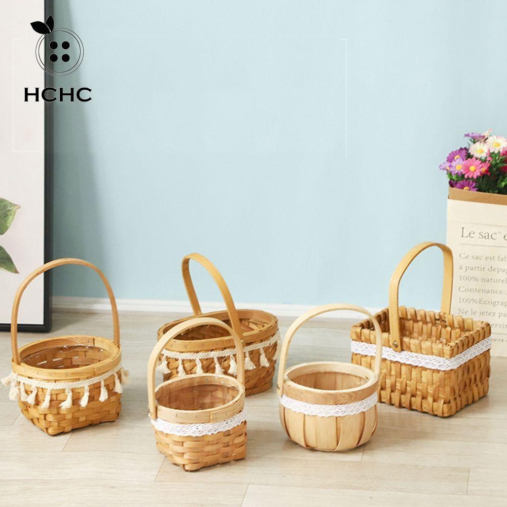Giỏ Hoa / Trái Cây Bằng Gỗ Đan Tay Tinh Tế Tự Nhiên