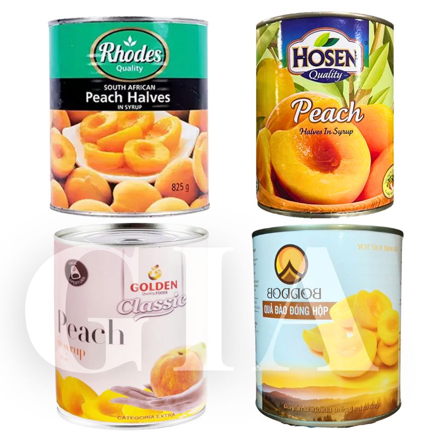 Đào ngâm nước đường lon 820g