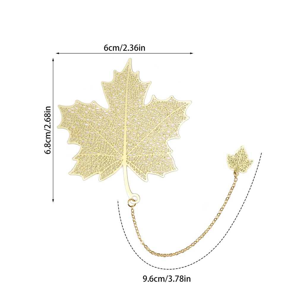 Thẻ Đánh Dấu Trang Sách Bằng Kim Loại Hình Lá Phong Màu Vàng Sáng Tạo