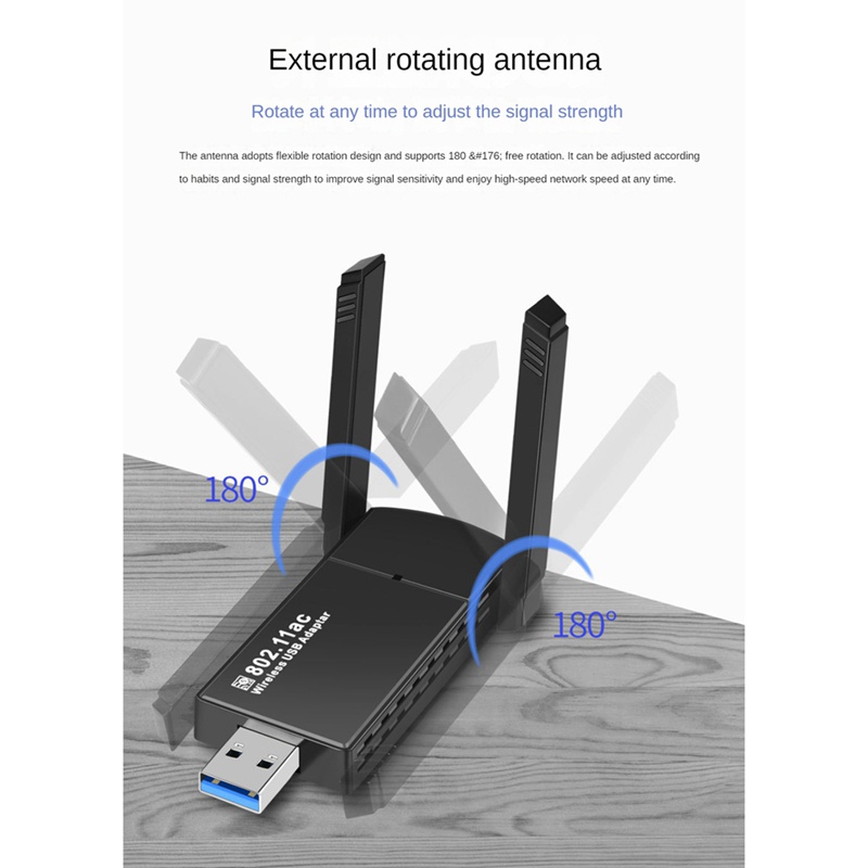 Chip usb Thu Sóng wifi 1300Mbps 2.4g / 5g Băng Tần Kép Cho pc
