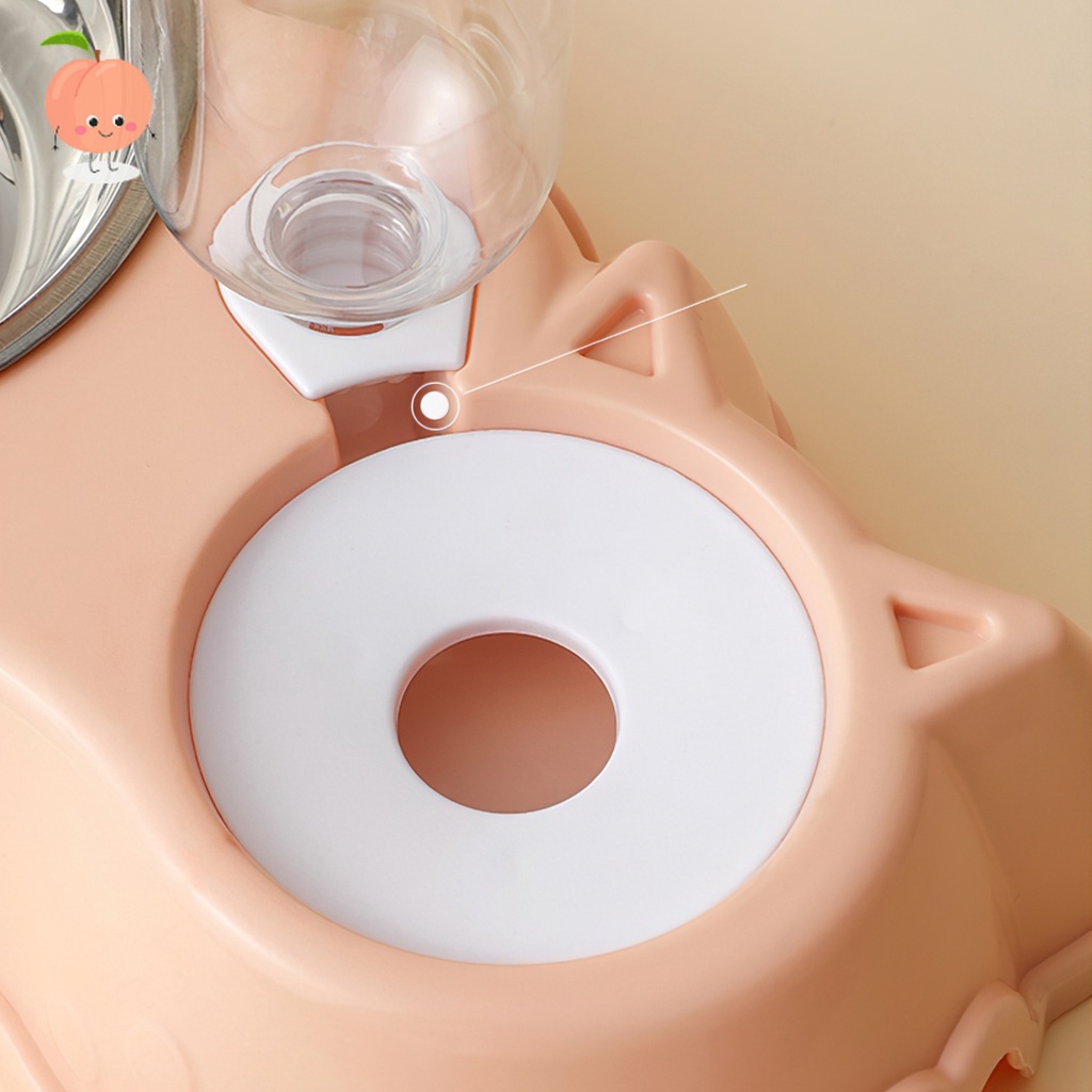 Bát ăn đôi inox kèm bình nước cho chó mèo PEACH