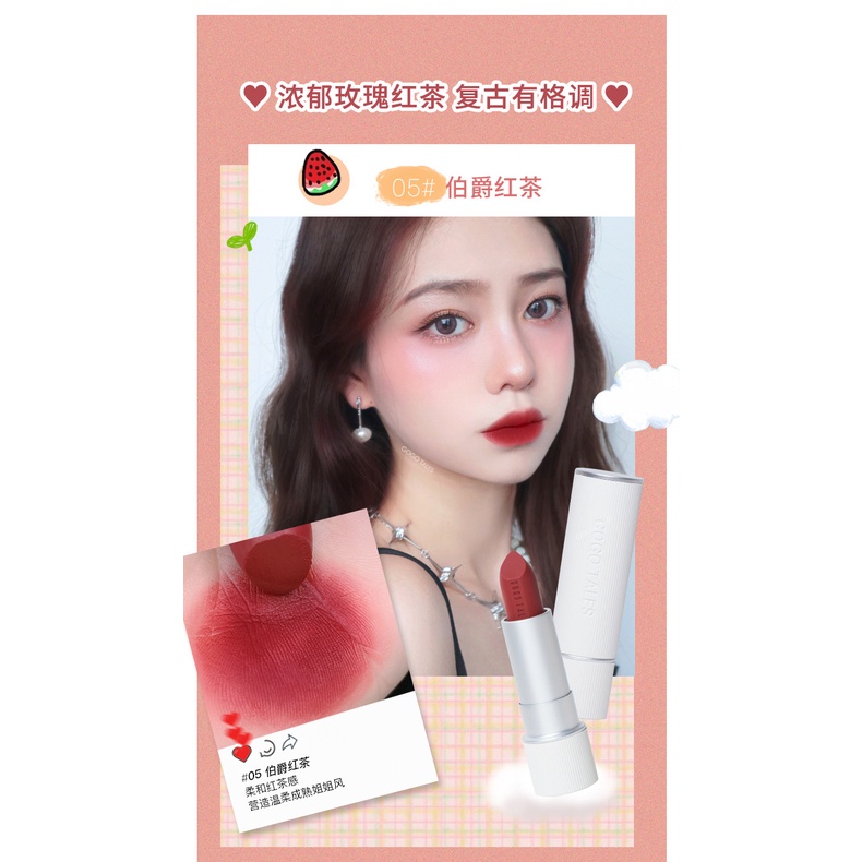 Gogotales Son Môi Nhung Kẻ Sọc Mềm Mại Thời Trang Thu Đông vintage Cho Học Sinh