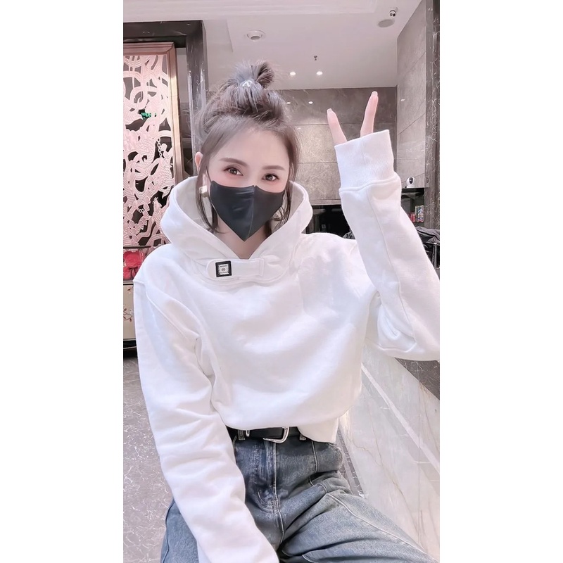 Áo Hoodie Dáng Rộng Màu Trơn Chất Lượng Cao Thời Trang 2000s