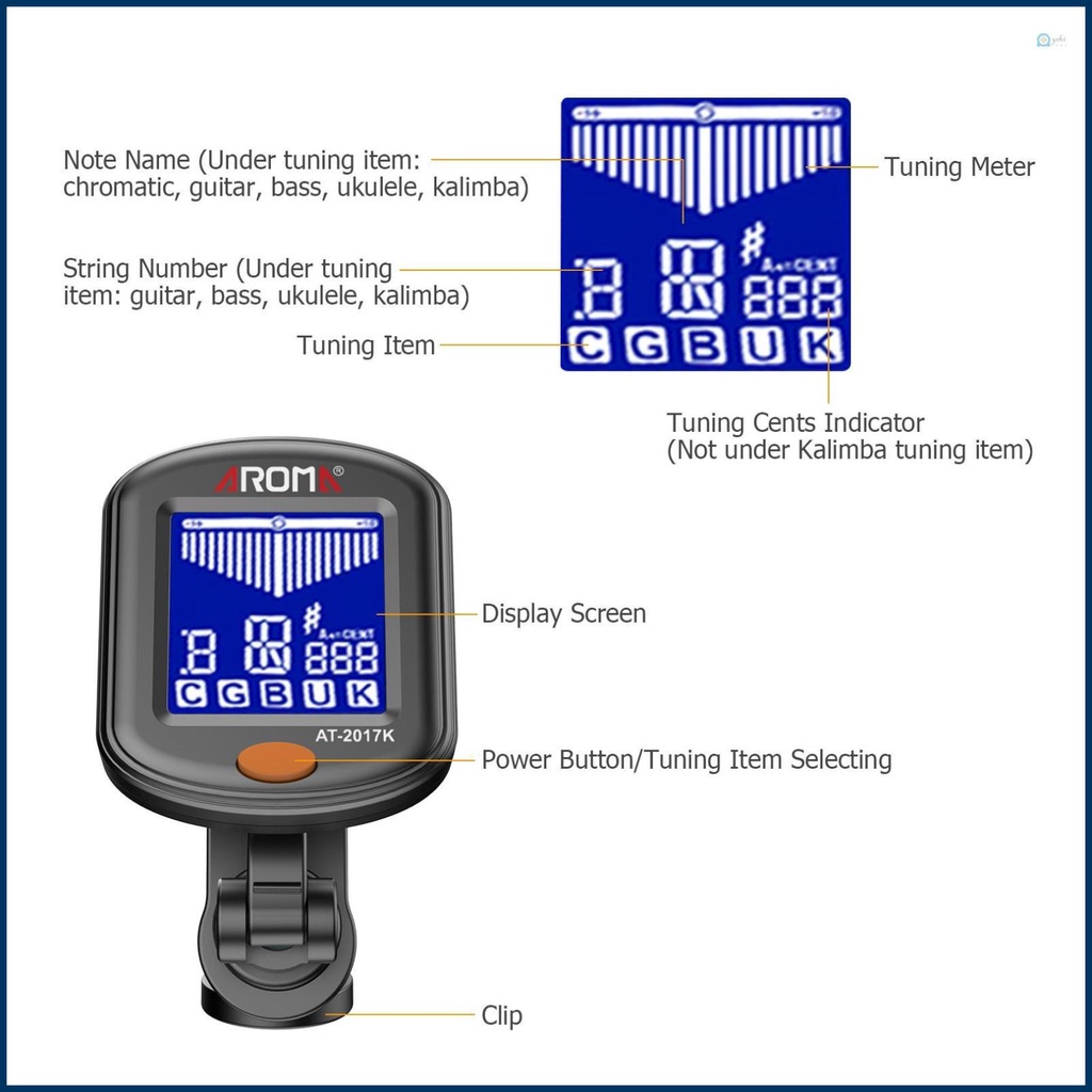 Kẹp Chỉnh Âm mini Có Màn Hình lcd Đa Năng Cho Đàn guitar bass ukulele
