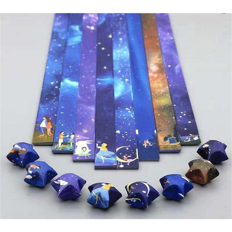 Set 136 Tờ Giấy Xếp Hình Hoa Hồng / Gấu / Cung Hoàng Đạo May Mắn / Ngôi Sao May Mắn handmade Làm Quà Tặ