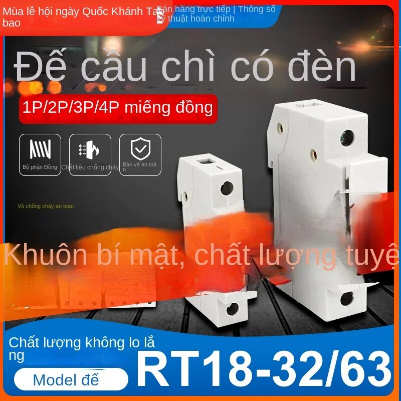 Đế Cầu Chì Cầu Chì Gắn Trên Ray RT18-32X 1P2P3P4P Có Đèn Báo - 3P Thường - Có Lõi 25A