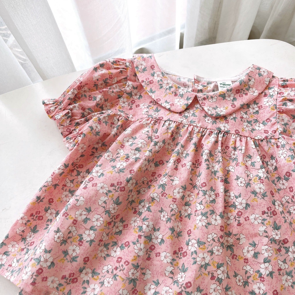 Set bộ bé gái NR04 hoạ tiết hoa lá Hồng,Cam,Vàng  Ngò Rí Store