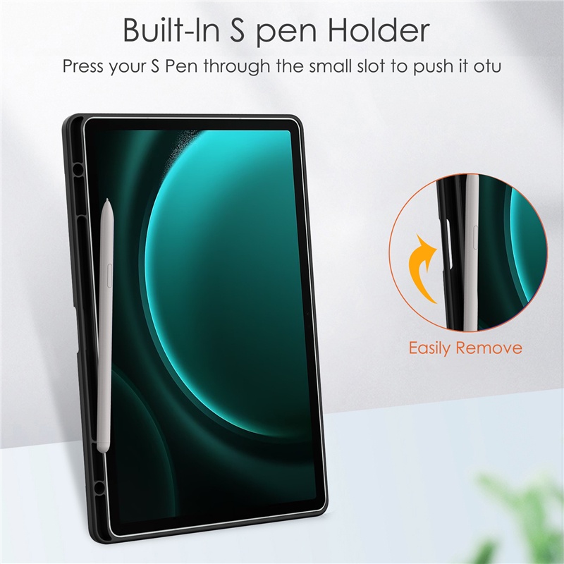 Ốp Bao Da Máy Tính Bảng tpu acrylic Trong Suốt Có Ngăn Đựng Bút Cho samsung galaxy tab s9 fe plus 12.4inch 2023 sm-J610 sm-J616 Ốp