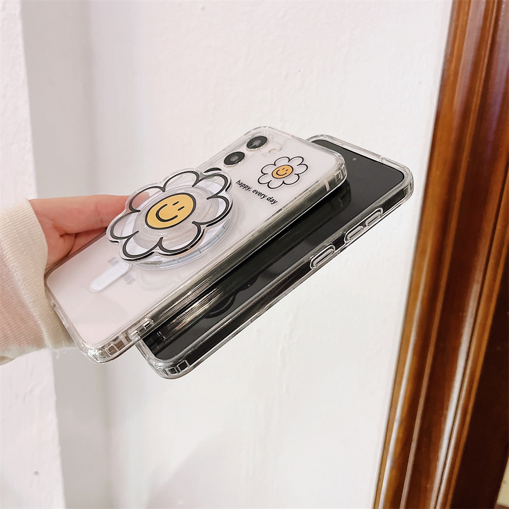 Ốp Điện Thoại tpu Mềm Trong Suốt Chống Rơi Hình Hoa Mặt Cười Cho samsung s23 + s22 + ultra samsung s22 s23 plus