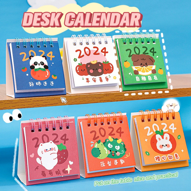 Lịch Để Bàn 2024 mini Họa Tiết Hoạt Hình Dễ Thương 2024