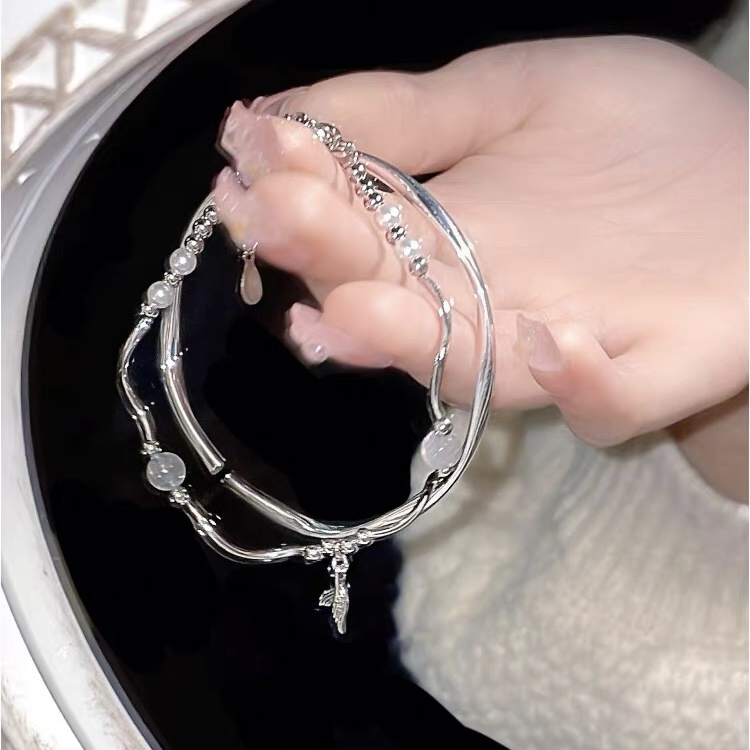 1 Bộ Vòng Tay Bạc Hình Đuôi Nàng Tiên Cá Thời Trang Đơn Giản Sáng Tạo Dành Cho
