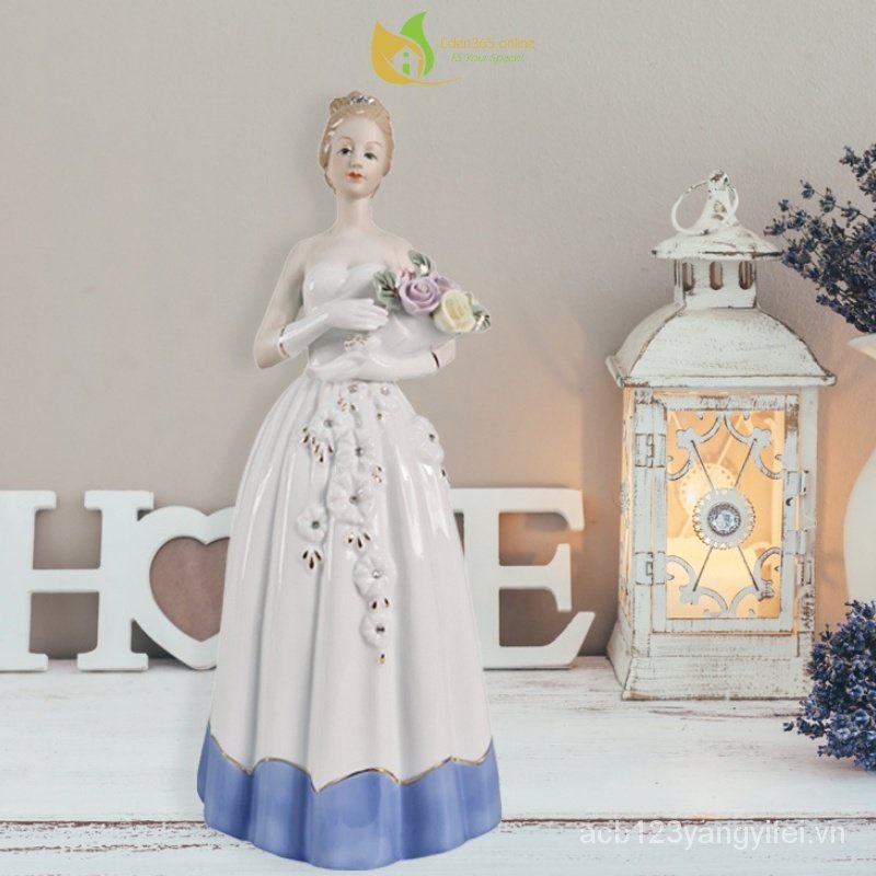 J5br Tượng Cô Dâu Trang Trí Nhà Cửa Sang Trọng 14X h 31 cm Kiểu Châu Âu