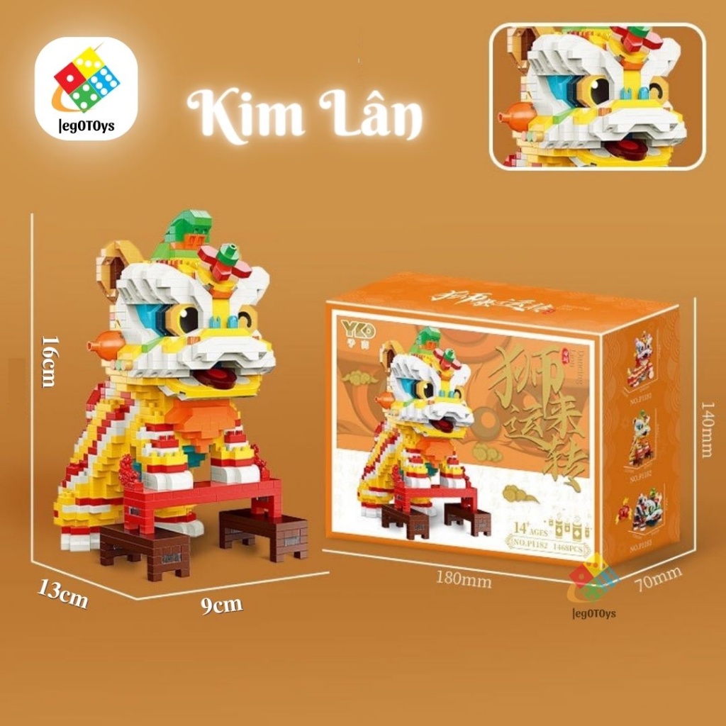 LEGO Lân Nhảy Múa - Bộ Đồ Chơi Lắp Ráp Sư Tử Kì Lân Nhảy Múa  Tặng Ô Tô