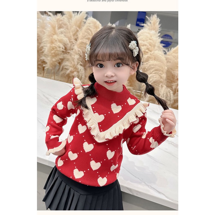 Áo sweater Chui Đầu Vải Nhung Họa Tiết Hoạt Hình Thời Trang Thu Đông Cho Bé Gái