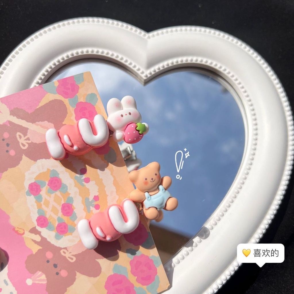 PVN61418 Kẹp Tóc Hình Thỏ / Gấu Hồng Dễ Thương Thời Trang 2023 Cho Nữ