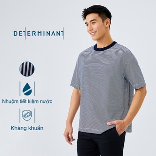 Áo thun nam tay lỡ Waterless Dye màu sọc xanh đậm BLWH01 - T08