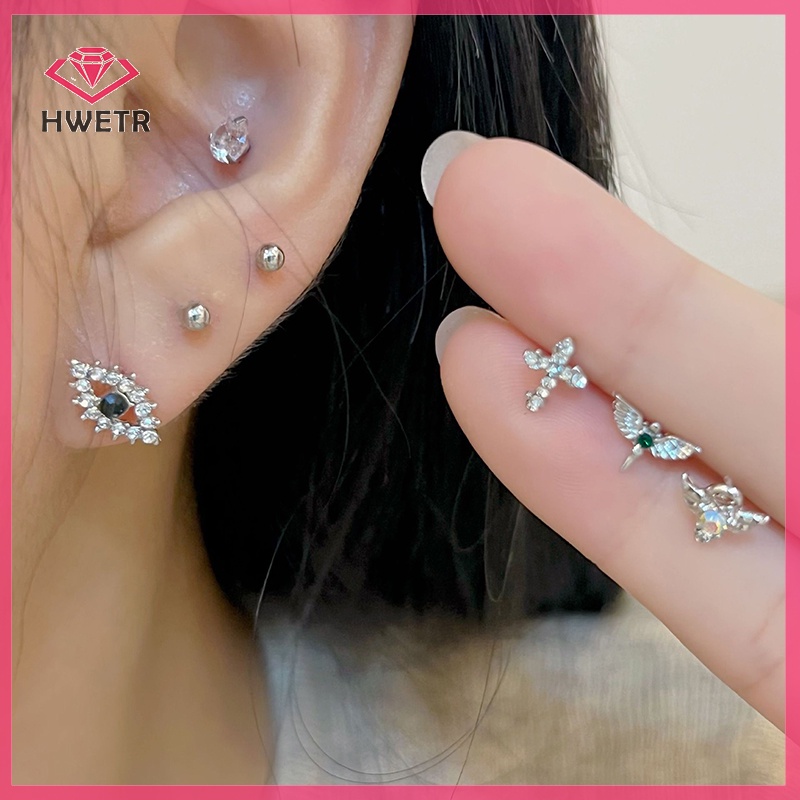 Set 6 Khuyên Tai Kim Loại Hình Thánh Giá Đính Đá Thời Trang Cho Nữ Mới