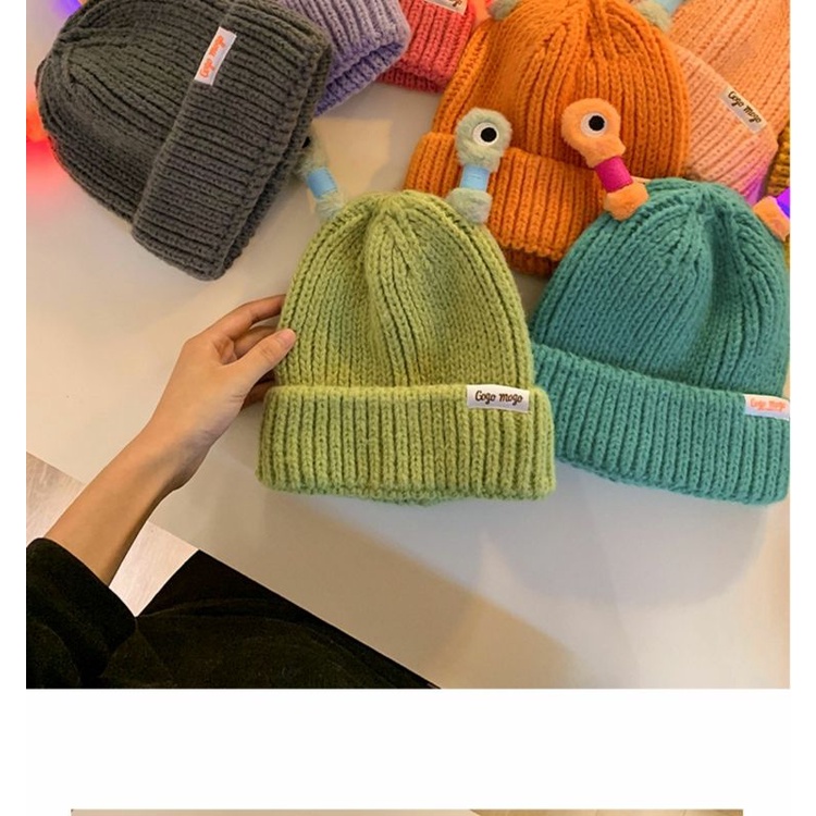 Mũ Ếch Ngộ Nghĩnh Dễ Thương Mũ Dệt Kim Mũ len Mũ len mũ giữ ấm đầu to mùa thu đông Mũ lạnh mũ tròn học sinh Phụ kiện thời trang