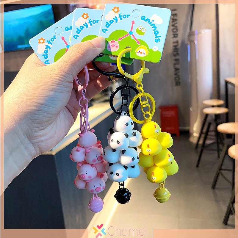 Móc Chìa Khóa pvc Hình Động Vật / Gà / Gấu Trúc / Heo Con Dễ Thương Làm Quà Tặng Cho Phụ Nữ Và Trẻ Em Mới