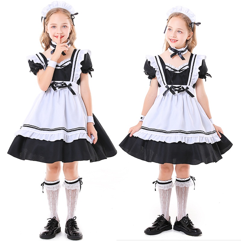 Trang Phục Hóa Trang Cô Hầu Gái Màu Trắng Đen Phong Cách lolita