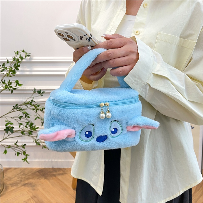 CinnamorollTúi Đựng Mỹ Phẩm Xách Tay Mềm Mại Hình stitch Vui Nhộn