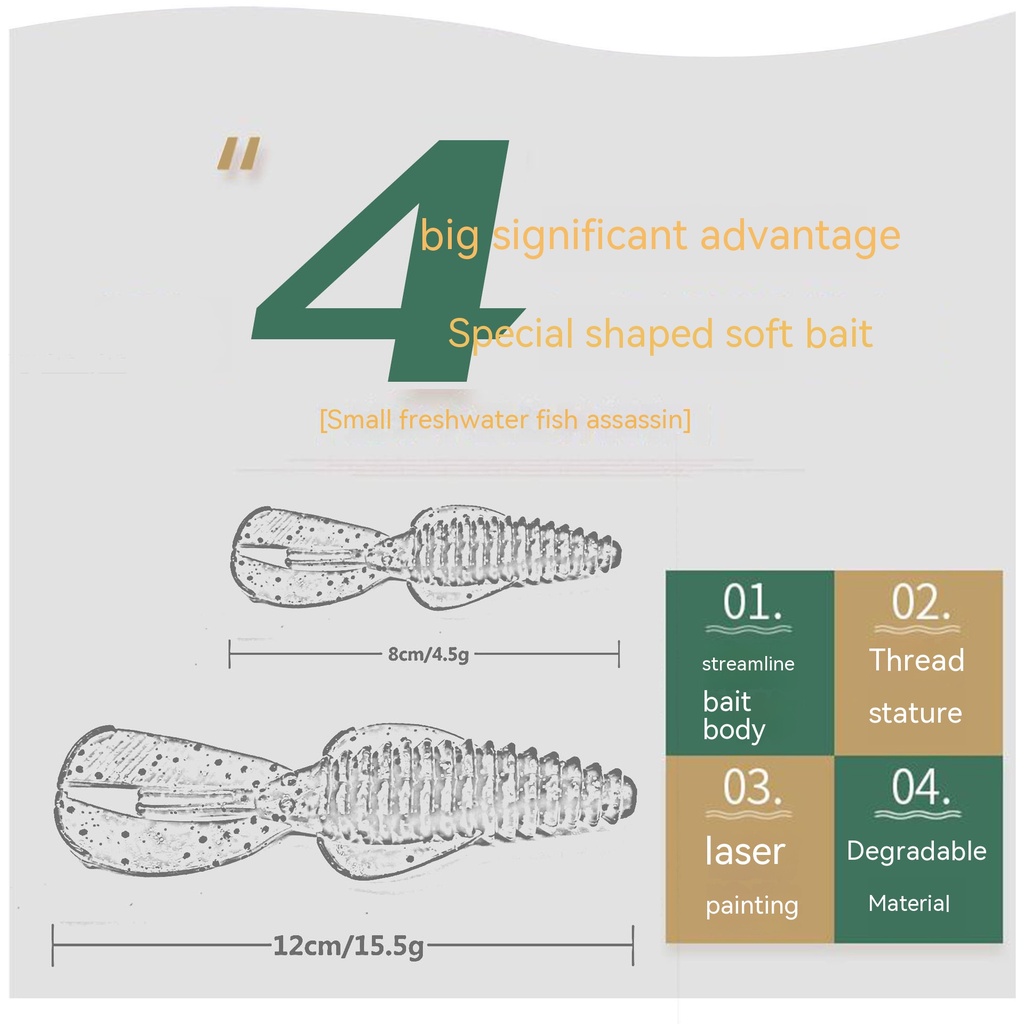 1 Mồi Tôm Giả Câu Cá Bằng Cao Su Mềm 8cm / 4.5g 12cm / 15.5g