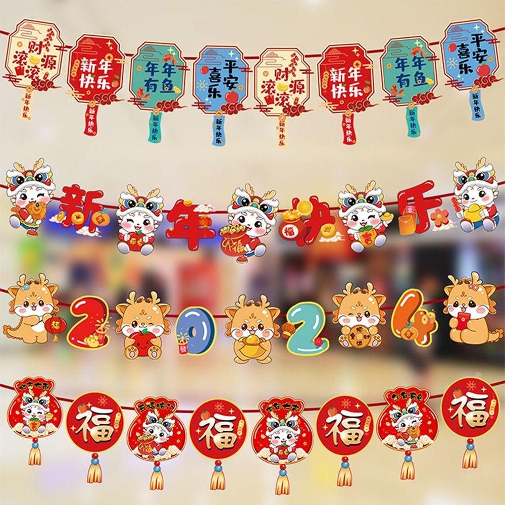 Dây Cờ Treo Trang Trí Năm Mới 2024 Hình Rồng Phong Cách Trung Hoa