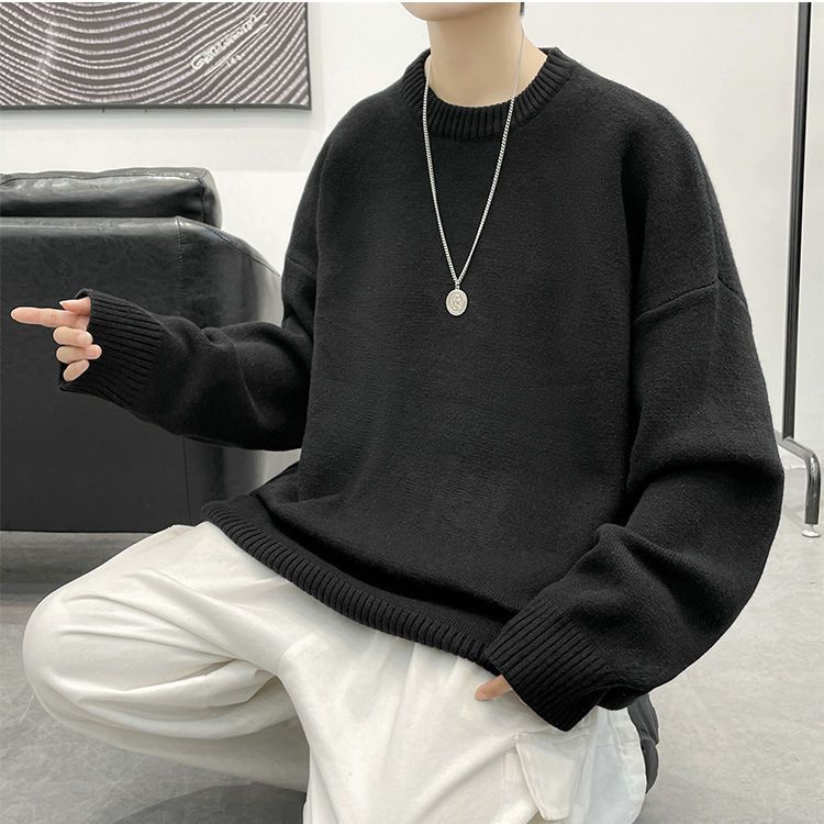 Áo sweater Dệt Kim Cổ Tròn Màu Sắc Đơn Giản Cho Nam