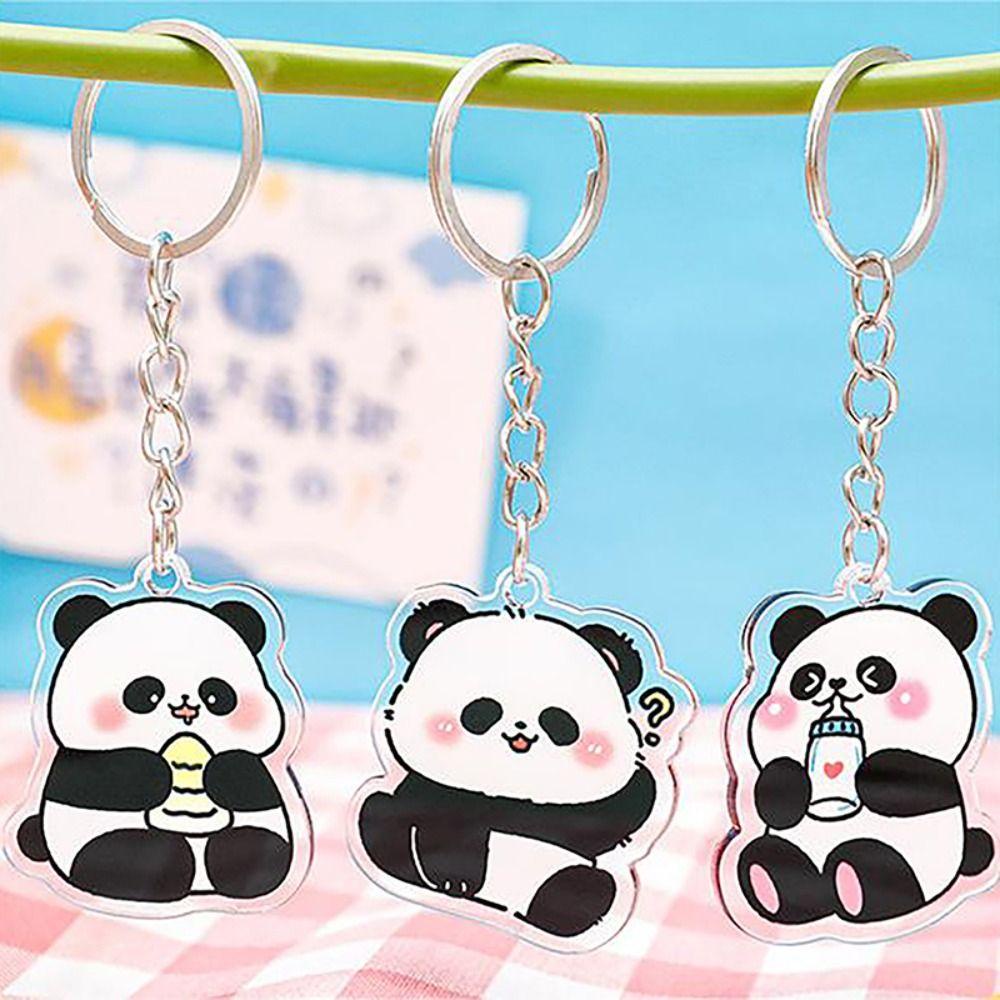 Mmluck Móc Chìa Khóa acrylic Hình Gấu Trúc Hoạt Hình Dễ Thương diy Ốp