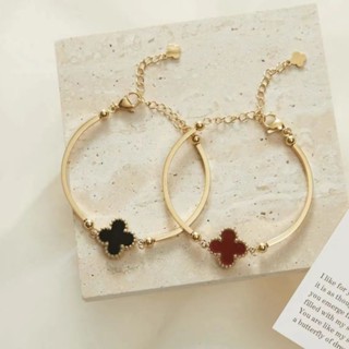  Clover Thép Titan Mạ 18K Vòng Tay Vàng Nữ Thanh Lịch Tinh Tế Hợp Thời Trang Vòng Tay Trang Sức 